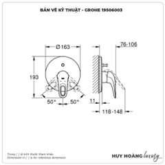 Mặt nạ bộ trộn sen âm GROHE 19506003