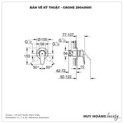 Mặt nạ bộ trộn sen âm GROHE 29040001