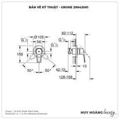 Mặt nạ bộ trộn sen âm GROHE 29042001