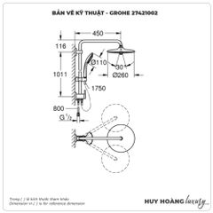 Vòi sen cây nhiệt độ GROHE 27421002