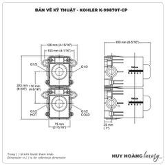 Van 3 chiều cảm biến nhiệt KOHLER K-99870T-CP âm tường