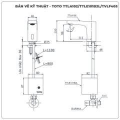 Vòi lavabo cảm ứng TOTO TTLA102/TTLE101B2L/TVLF405