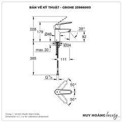 Vòi lavabo nóng lạnh GROHE 23986003