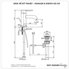Vòi lavabo nóng lạnh KOHLER K-31875T-ZZ-CP