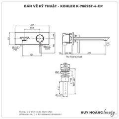 Vòi lavabo gắn tường KOHLER K-76695T-4-CP