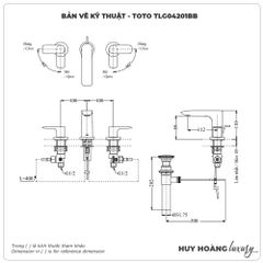 Vòi lavabo nóng lạnh 3 lỗ TOTO TLG04201BB