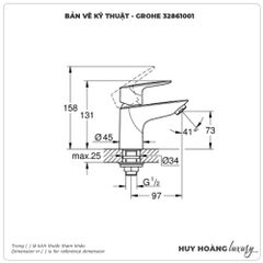 Vòi lavabo nóng lạnh GROHE 32861001