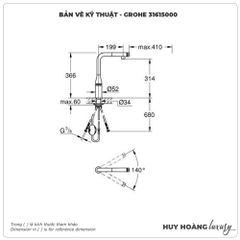 Vòi rửa bát GROHE 31615000 nóng lạnh