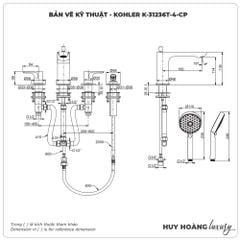 Vòi sen xả bồn tắm KOHLER K-31236T-4-CP