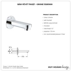 Vòi xả bồn GROHE 13261000 âm tường