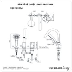 Vòi sen xả bồn tắm TOTO TBG11305AA 3 lỗ