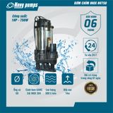  MÁY BƠM CHÌM NƯỚC THẢI NAVY THÂN INOX CÔNG SUẤT 1HP NV750 