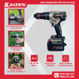  Máy khoan pin Kaizen KZ-621B, 3 chức năng 13mm, motor không chổi than, chân pin phổ thông 