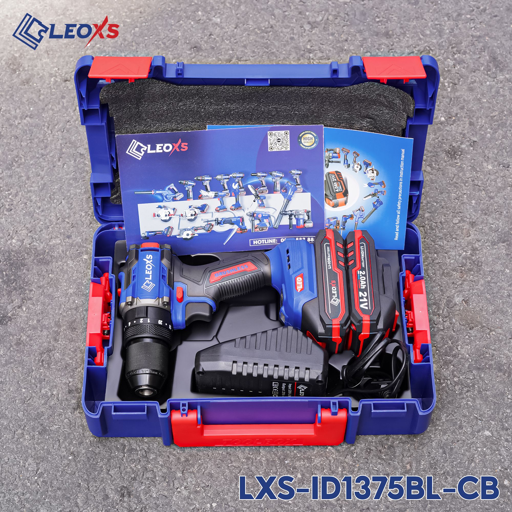 MÁY KHOAN PIN LEOxs 3 CHỨC NĂNG 13MM LXS-ID1375BL KHÔNG CHỔI