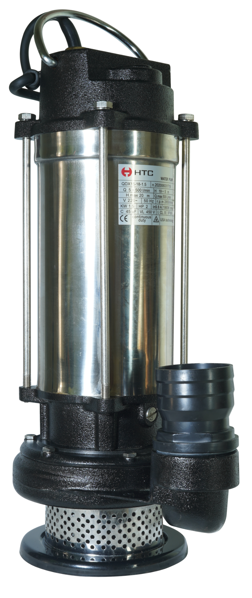  MÁY BƠM CHÌM INOX QDX15-18-1.5 CHUYÊN DÙNG NƯỚC SẠCH 