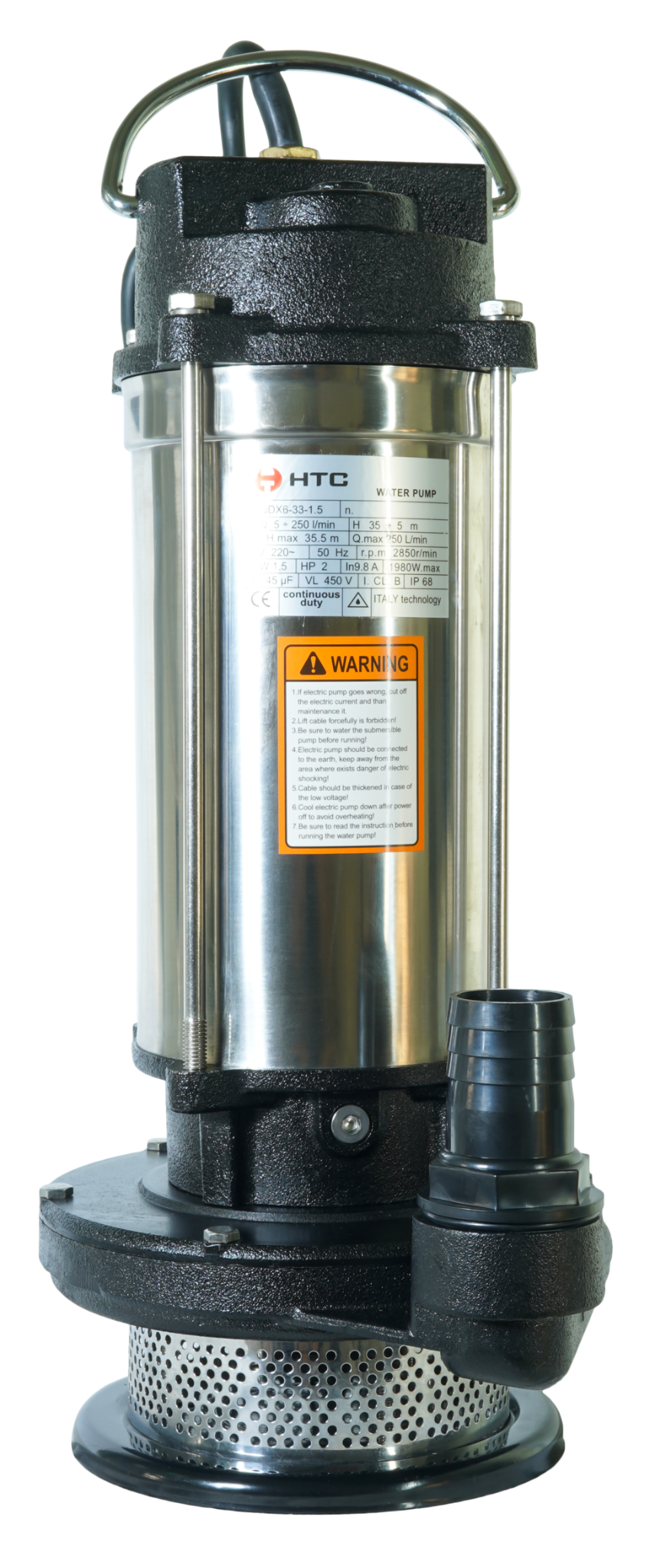  MÁY BƠM CHÌM INOX QDX6-33-1.5 CHUYÊN DÙNG NƯỚC SẠCH 