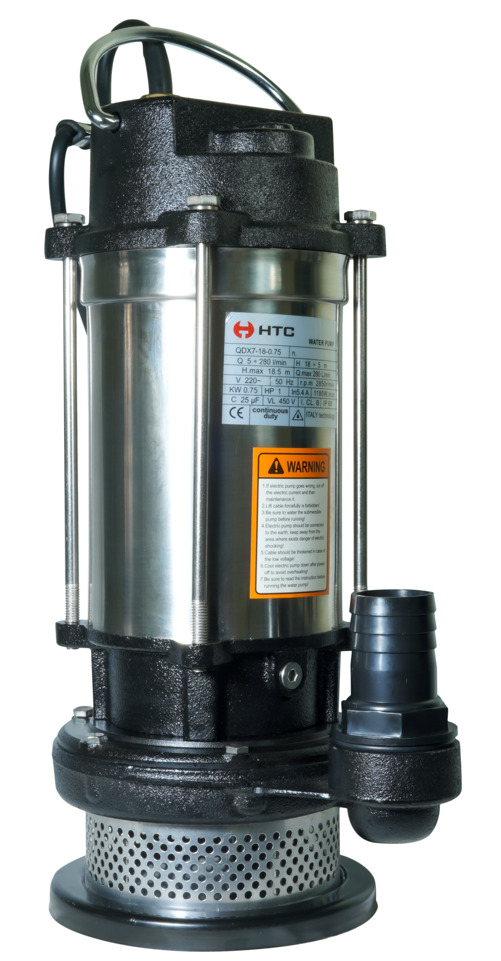  MÁY BƠM CHÌM INOX QDX7-18-0.75 CHUYÊN DÙNG NƯỚC SẠCH 