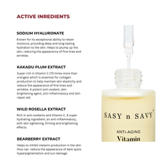 Tinh Chất Dưỡng Da Ngăn Ngừa Lão Hóa Thuần Chay Hữu Cơ Sasy n Savy Anti - Aging Vitamin Serum 50ml