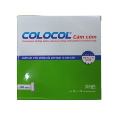 Colocol Cảm Cúm giảm sốt, đau mũi, mệt mỏi (Hộp 15 vỉ x 10 viên)