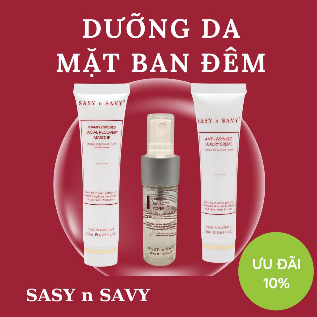 Combo Dưỡng Da Mặt Ban Đêm Thuần Chay Hữu Cơ Sasy n Savy