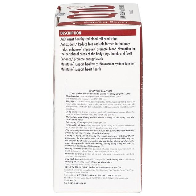 Viên uống tăng sức khoẻ tim mạch Living Healthy CoQ10 150mg (Hộp 60 viên)