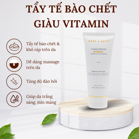 Tẩy Tế Bào Chết Giàu Vitamin Cho Da Thuần Chay Hữu Cơ Sasy N Savy Vitamin Enriched Facial Exfoliant 100ml