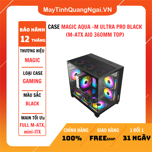 CASE MAGIC AQUA -M ULTRA PRO BLACK (M-ATX AIO 360MM TOP)