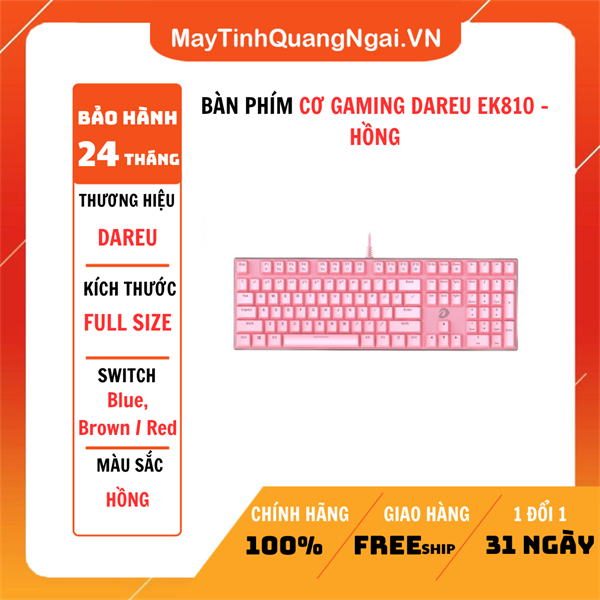 BÀN PHÍM CƠ GAMING DAREU EK810 – HỒNG