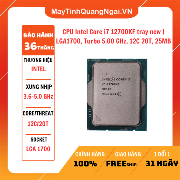 CPU Intel Core i7 12700KF tray new | LGA1700, Turbo 5.00 GHz, 12C 20T, 25MB