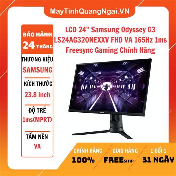 Màn hình LCD 24” Samsung Odyssey G3 LS24AG320NEXXV FHD VA 165Hz 1ms Freesync Gaming Chính Hãng