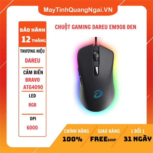 CHUỘT GAMING DAREU EM908 ĐEN