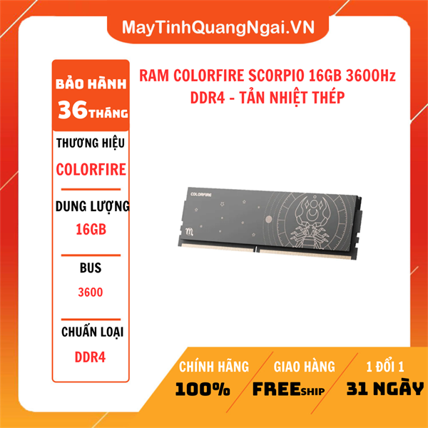 RAM COLORFIRE SCORPIO 16GB 3600Hz DDR4 - TẢN NHIỆT THÉP