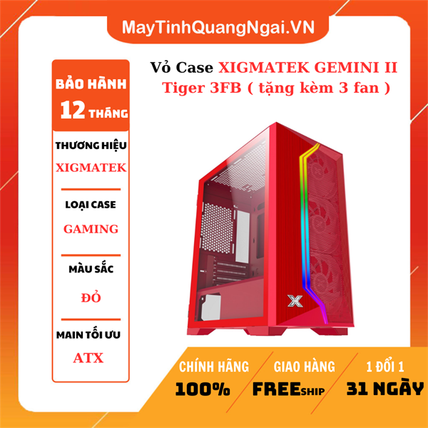 Vỏ Case XIGMATEK GEMINI II Tiger 3FB ( tặng kèm 3 fan )