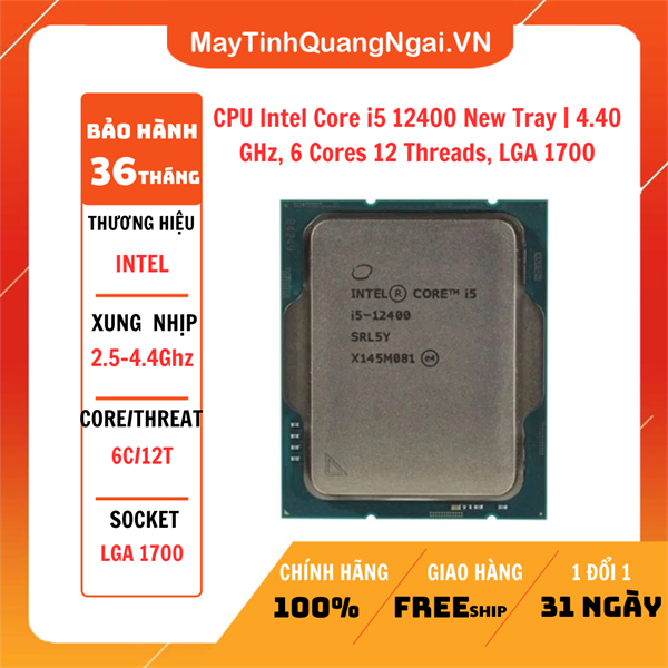 CPU Intel Core i5 12400 New Tray | 4.40 GHz, 6 Cores 12 Threads, LGA 1700