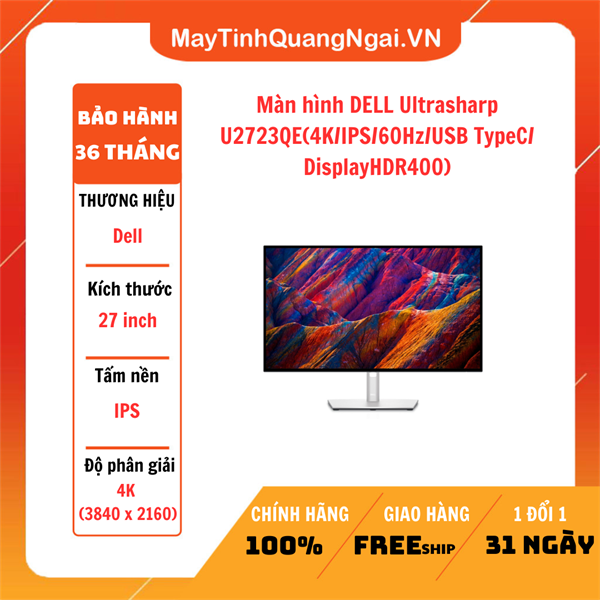 Màn hình DELL Ultrasharp U2723QE(4K/IPS/60Hz/USB TypeC/ DisplayHDR400)