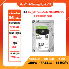 HDD Seagate BarraCuda 2TB/64MB/3.5 Hàng chính hãng