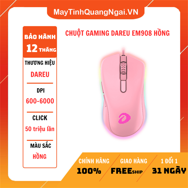 CHUỘT GAMING DAREU EM908 HỒNG