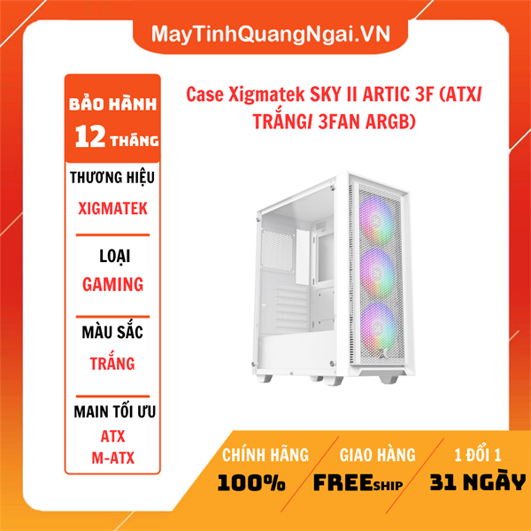Case Xigmatek SKY II ARTIC 3F (ATX/ TRẮNG/ 3FAN ARGB)