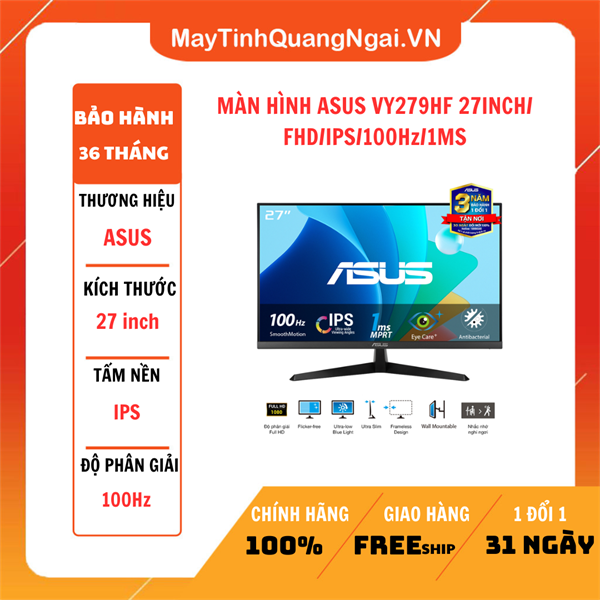 MÀN HÌNH ASUS VY279HF 27INCH/ FHD/IPS/100Hz/1MS