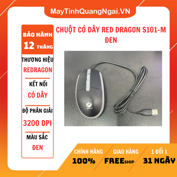 CHUỘT CÓ DÂY RED DRAGON S101-M ĐEN