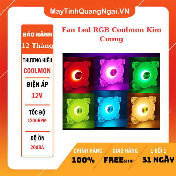 Fan Led RGB Coolmon Kim Cương