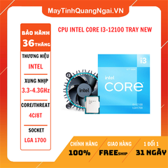 CPU INTEL CORE I3-12100 (3.3GHZ TURBO UP TO 4.3GHZ, 4 NHÂN 8 LUỒNG, 12MB CACHE, 58W) TRAY NEW