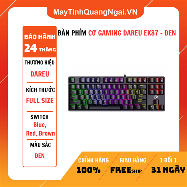 BÀN PHÍM CƠ GAMING DAREU EK87 – ĐEN