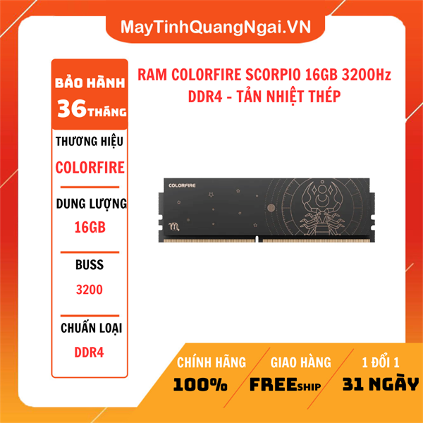 RAM COLORFIRE SCORPIO 16GB 3200Hz DDR4 - TẢN NHIỆT THÉP