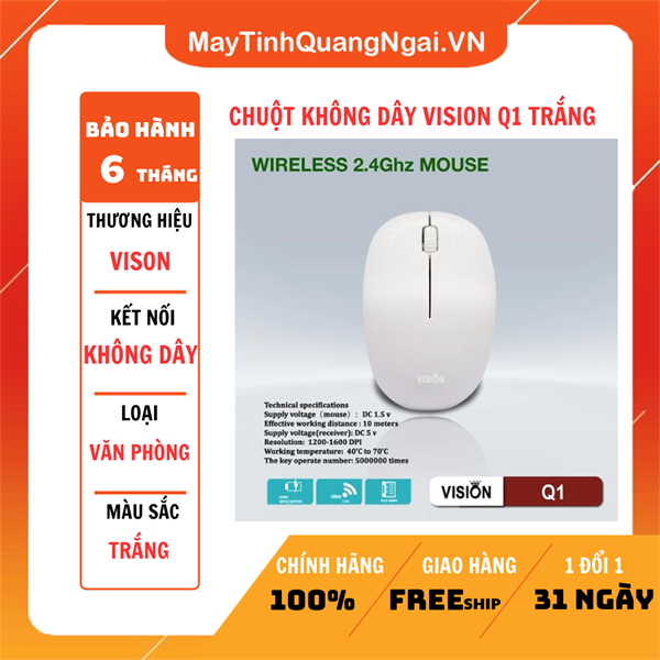 CHUỘT KHÔNG DÂY VISION Q1 TRẮNG