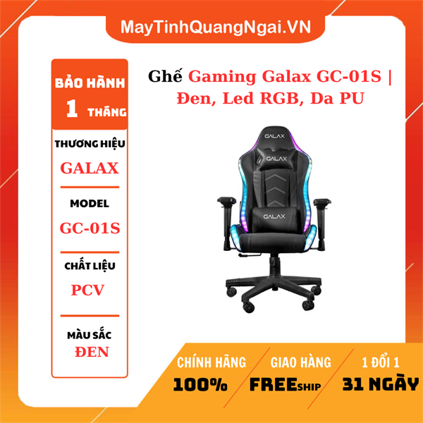 Ghế Gaming Galax GC-01S | Đen, Led RGB, Da PU