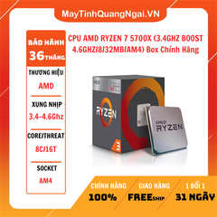 CPU AMD RYZEN 7 5700X (3.4GHZ BOOST 4.6GHZ/8/32MB/AM4) Box Chính Hãng