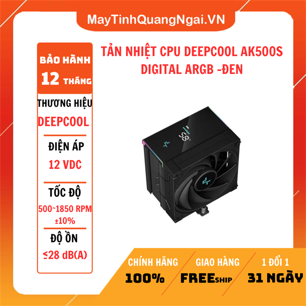 TẢN NHIỆT CPU DEEPCOOL AK500S DIGITAL ARGB -ĐEN