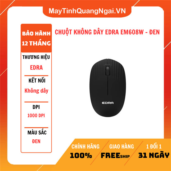 CHUỘT KHÔNG DÂY EDRA EM608W - ĐEN