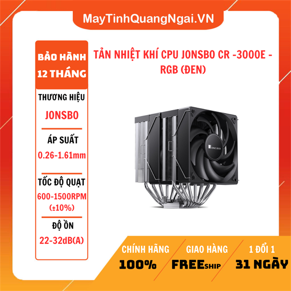 TẢN NHIỆT KHÍ CPU JONSBO CR -3000E -RGB (ĐEN)